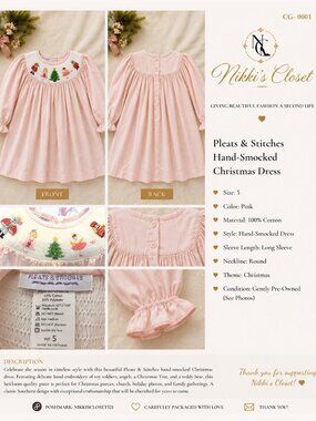 Pleats & Stitches Hand-Smocked Christmas Dress